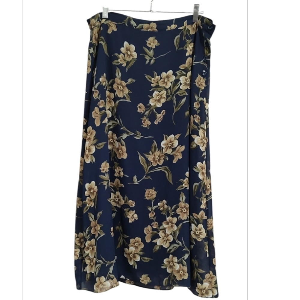 Sag Harbor Navy Floral Maxi Skirt